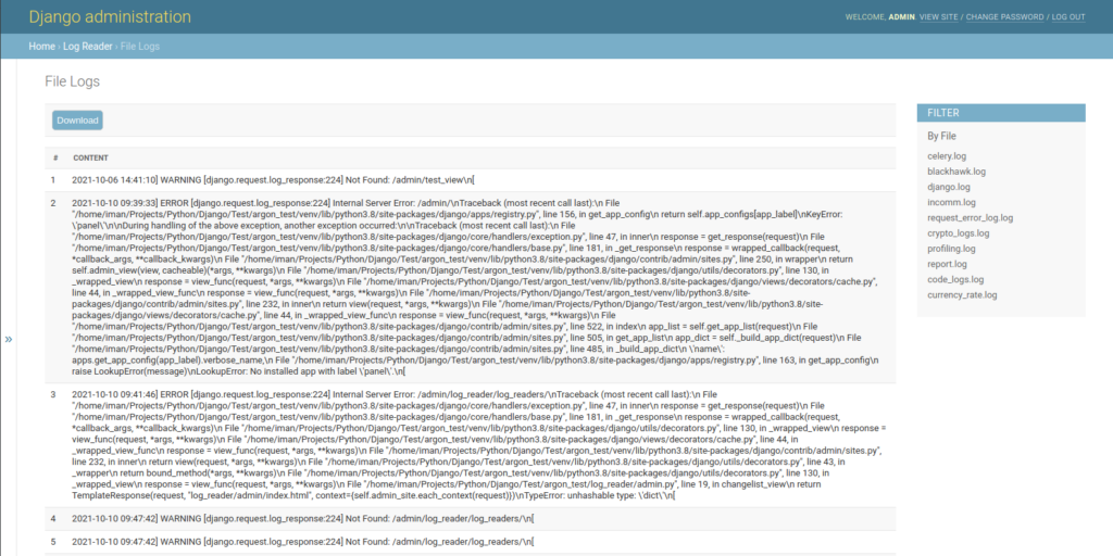 Django Log Reader Django Log Reader Allows You To Read Download Log 