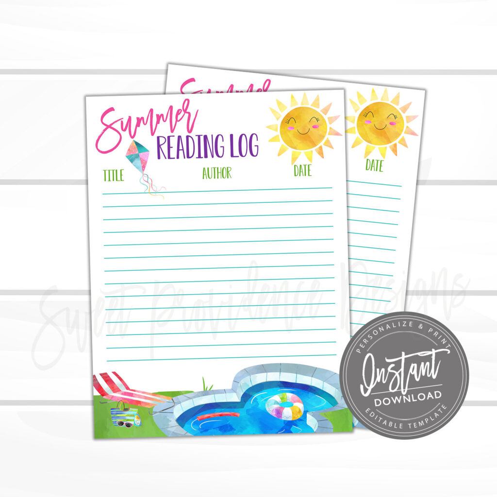 EDITABLE Summer Reading Log Sweet Providence Designs