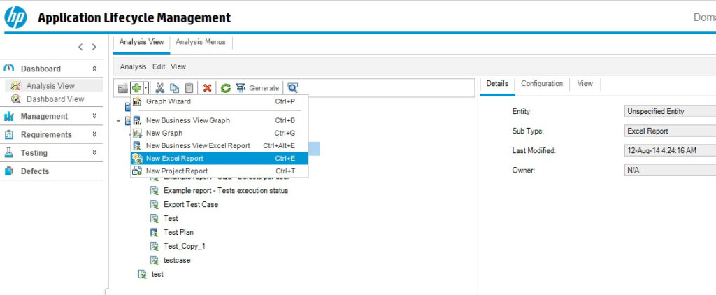 Enable Create A New Excel Report Option In HP ALM The Bug Finding