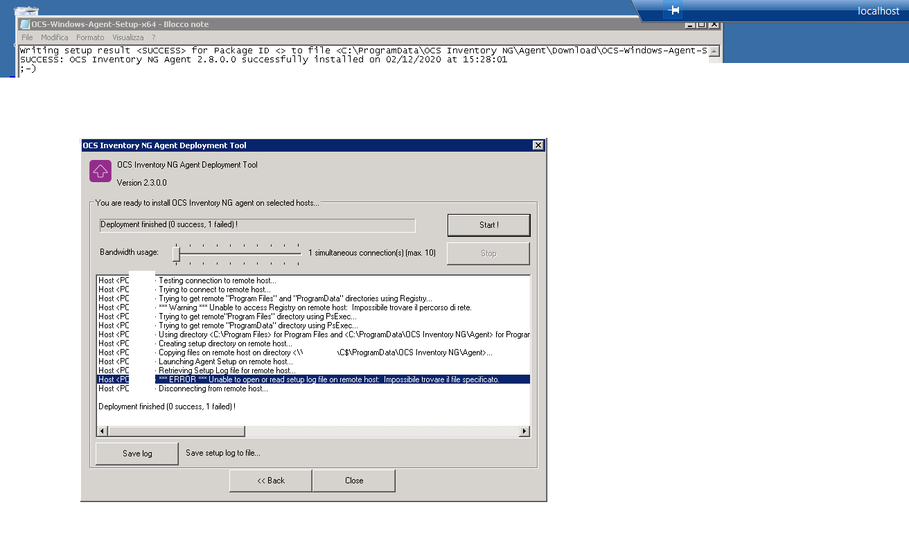  Error Unable To Open Or Read Setup Log File On Remote Host But 