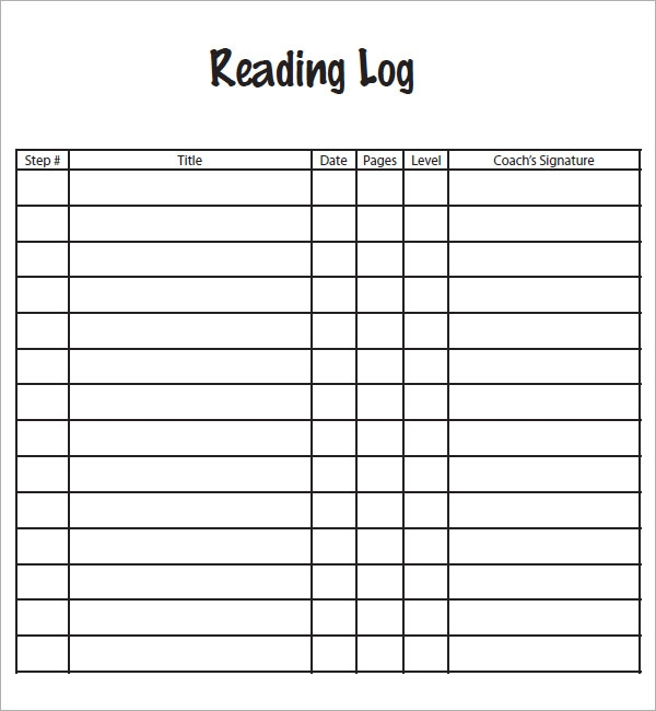 FREE 12 Sample Reading Log Templates In Pages PDF MS Word