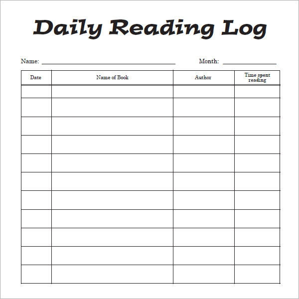FREE 12 Sample Reading Log Templates In Pages PDF MS Word