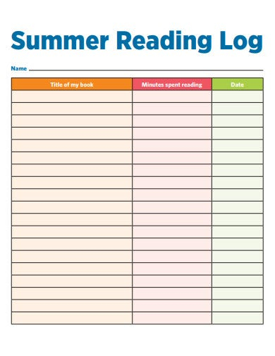 FREE 13 Summer Reading Log Templates In PDF MS Word Free Premium 