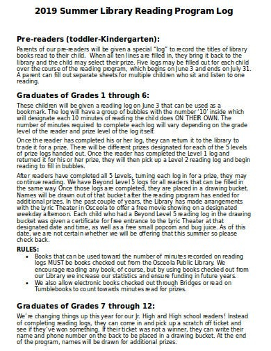 FREE 13 Summer Reading Log Templates In PDF MS Word Free Premium 