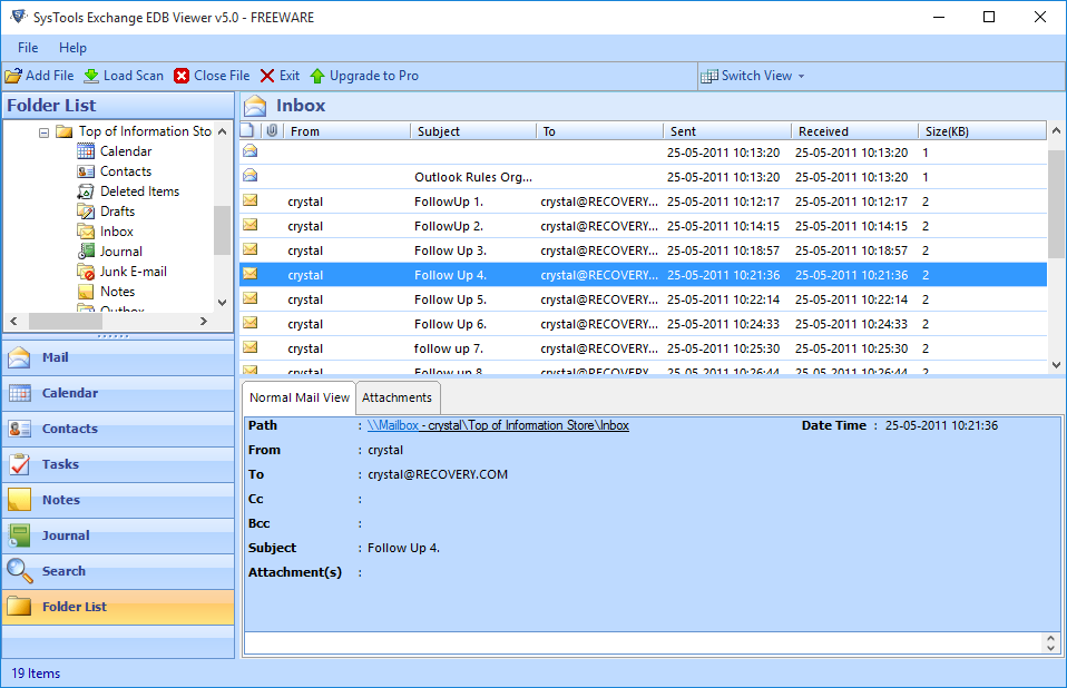 Free EDB Viewer Tool Open Read Offline Exchange Database Files