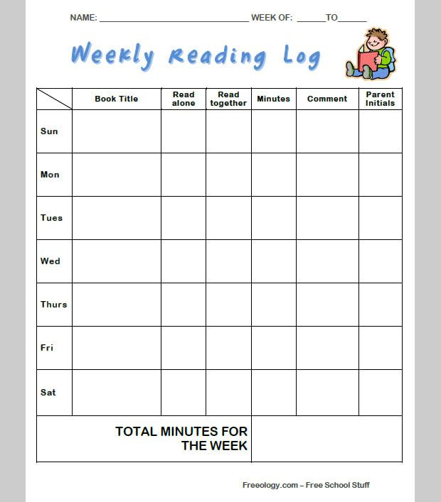 Free Premium Templates Reading Log Reading Log Printable Weekly