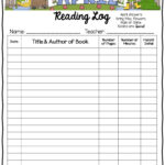 Free Printable Reading Log For 1st Grade Emanuel Hill s Reading