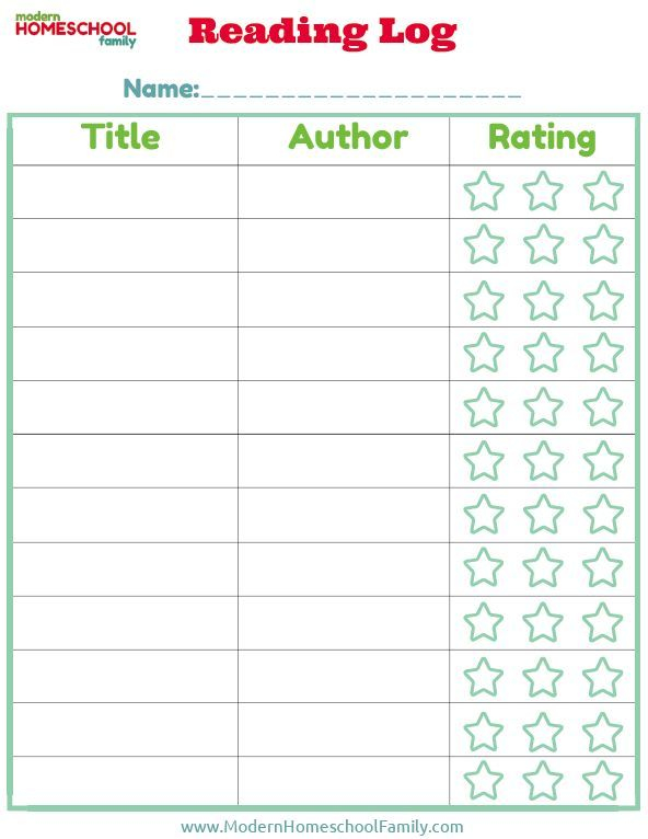 Free Printable Reading Log For Kids Modern Homeschool Family 