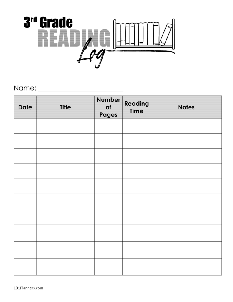 Free Printable Reading Log Template Bullet Journal Traditional