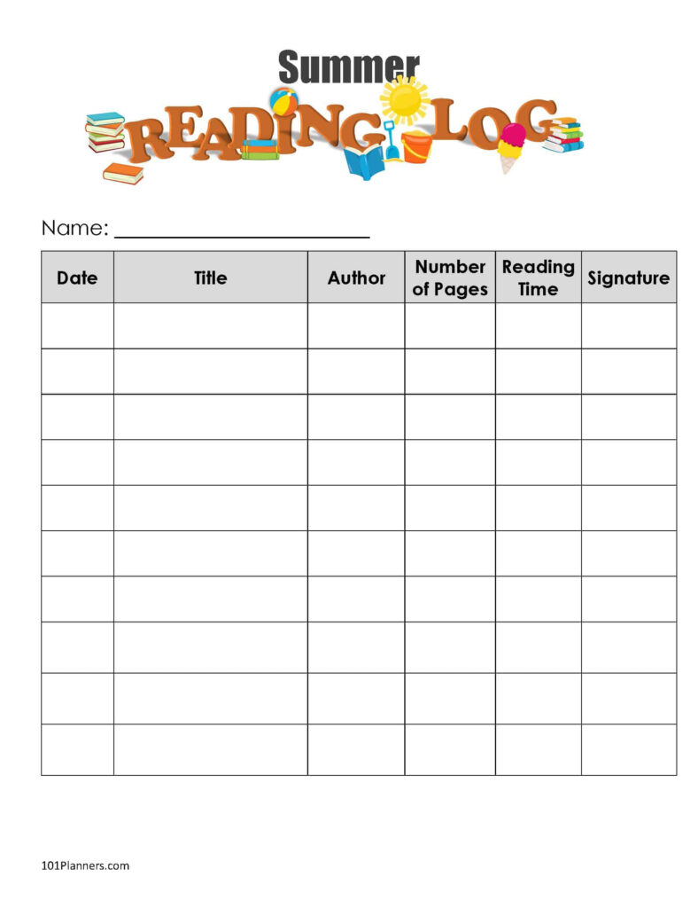 Free Printable Reading Log Template Bullet Journal Traditional