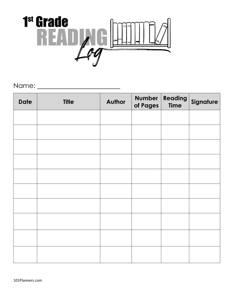 Free Printable Reading Log Template Bullet Journal Traditional