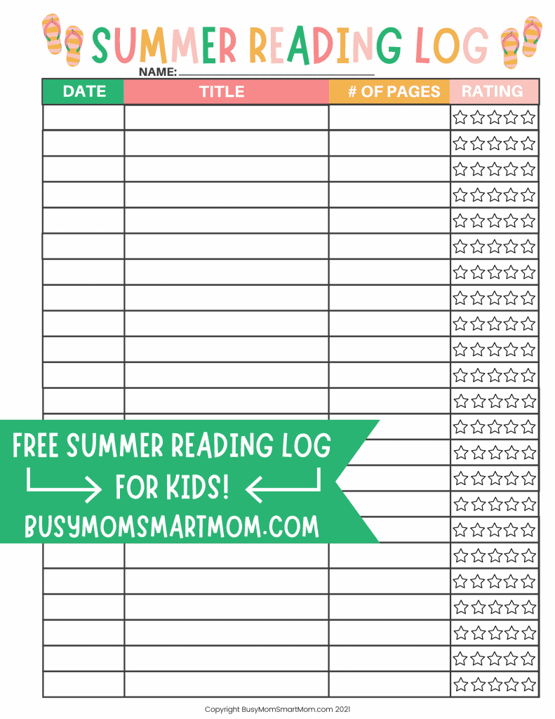 Free Printable Summer Reading Log 2022 Get Kids To Love Reading 