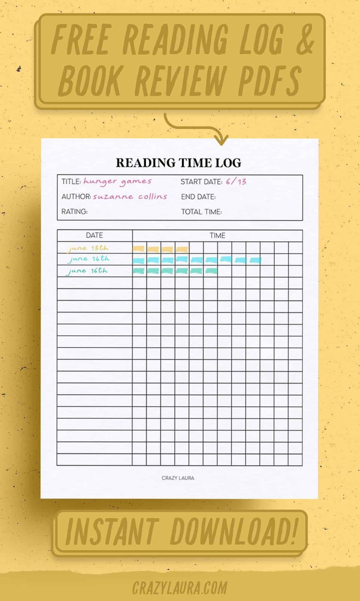 Free Reading Log And Book Review Printable Pages Study Planner 