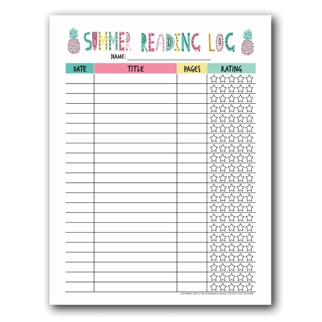 Free Summer Reading Log Printable Printable Word Searches