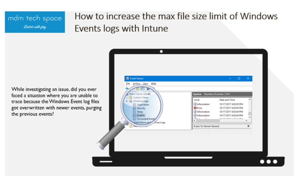 Increase MaxSize Of Windows Event Log File With Intune MDM Tech Space