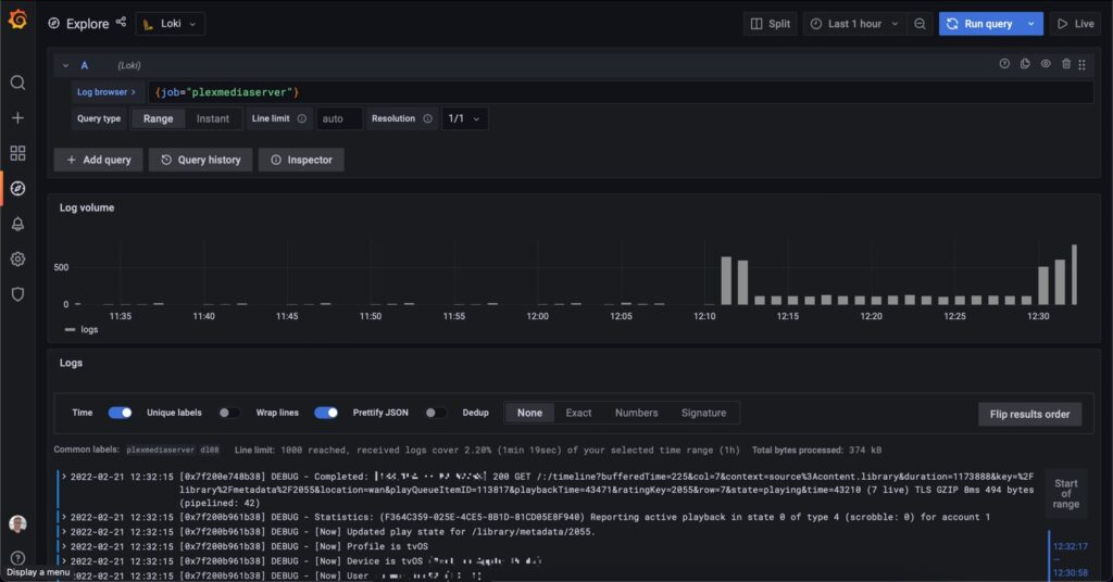 Monitoring Plex Media Server Logs Using Promtail Loki And Grafana 