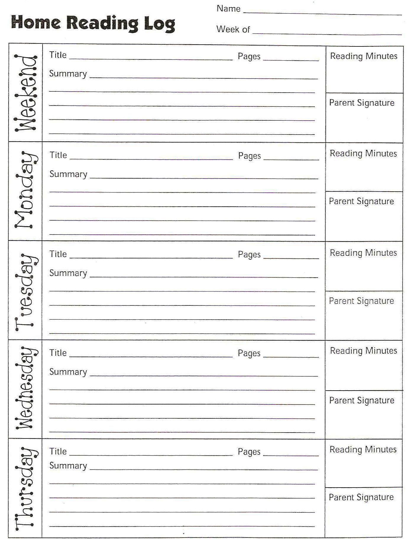 Pin By Bonnie Grant On School Ideas Home Reading Log Reading Lessons