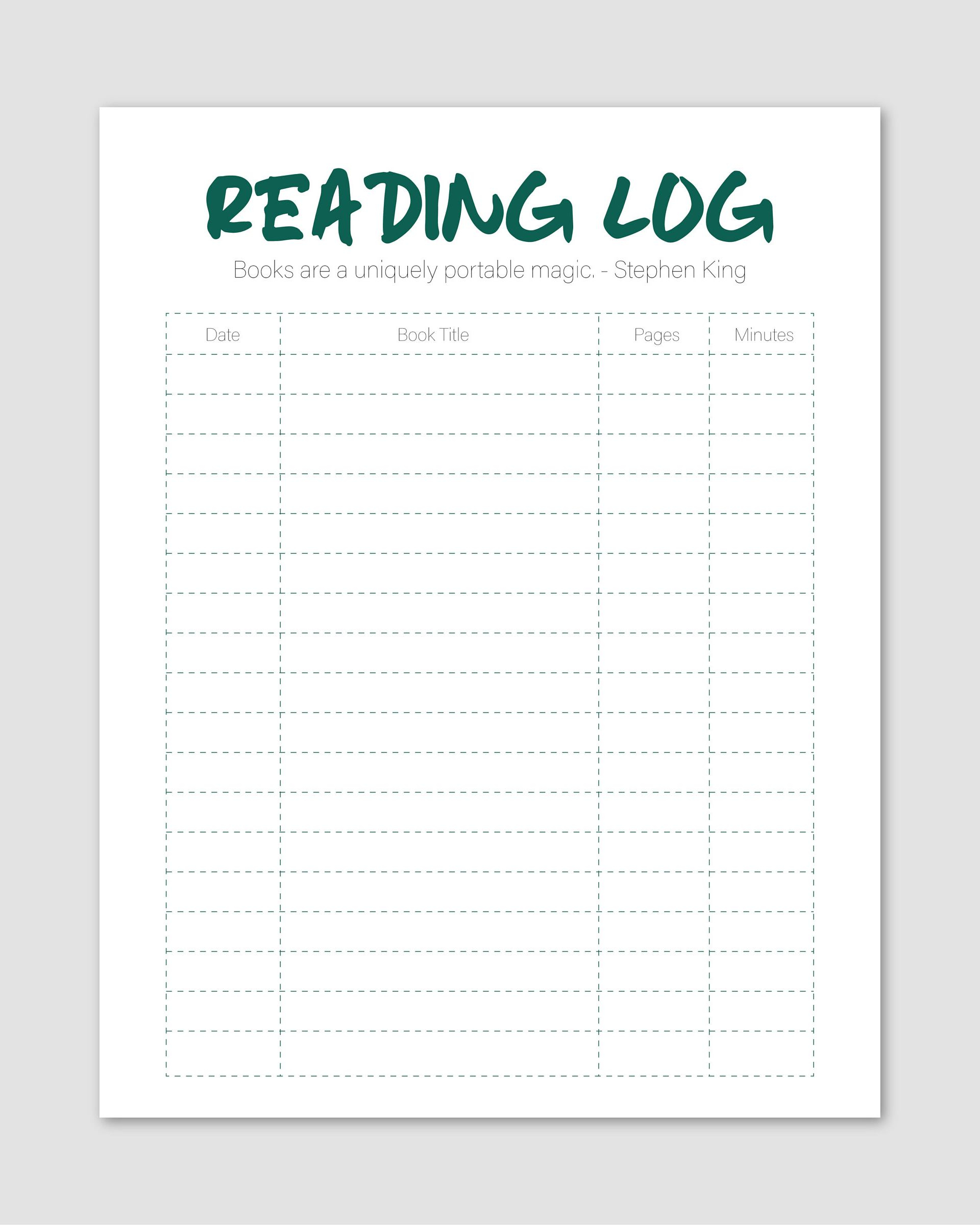 Printable Book Log And Reading Tracker Book Record Reading Etsy 