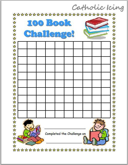 Printable Reading Charts For Kids 20 Book Challenge 40 Book Challenge 