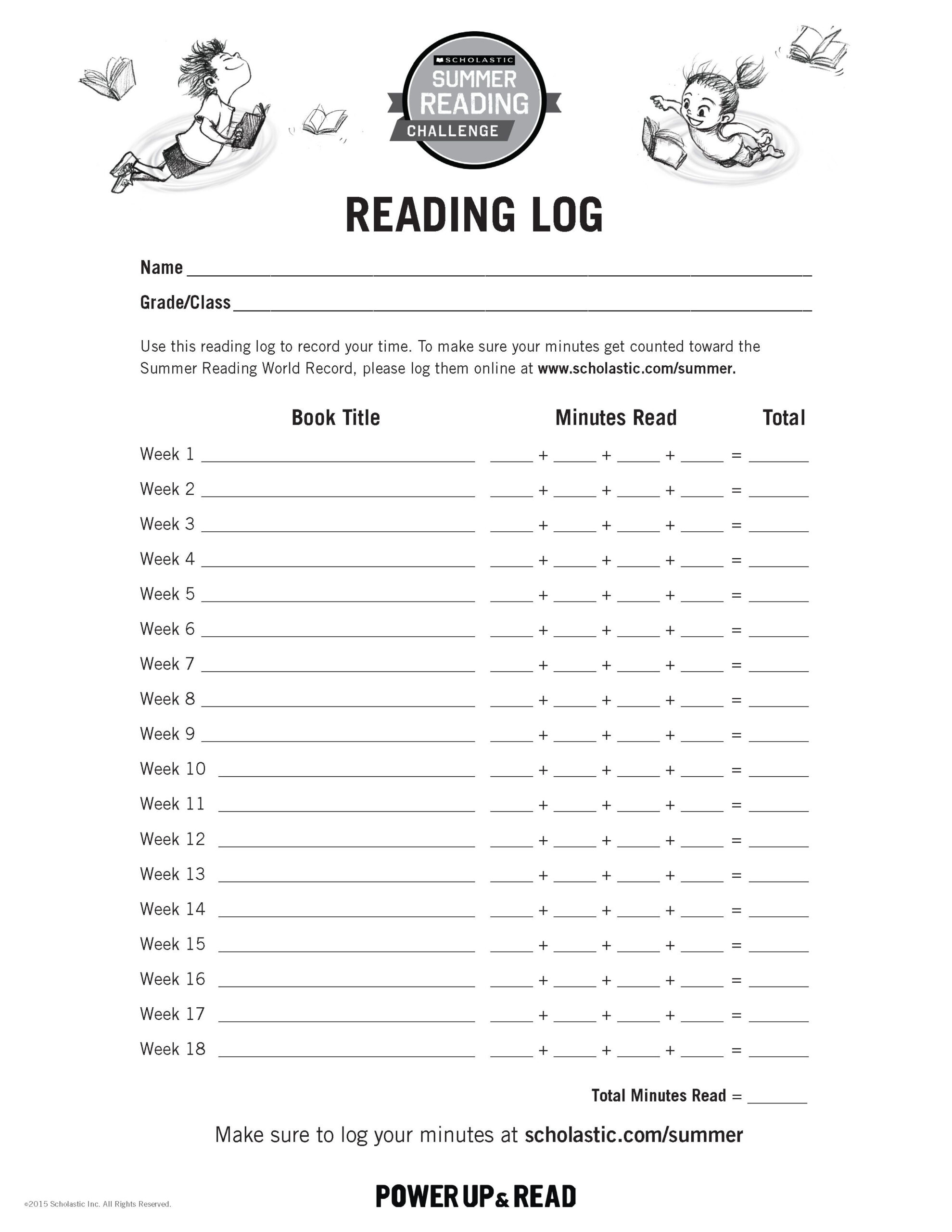 Reading Log Summer Reading Challenge 2015 Kids Can Track Their