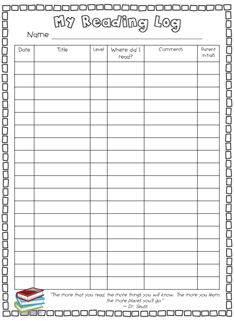 Readinglog pdf First Grade Reading Reading Log Reading Classroom