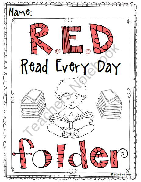 RED Read Every Day Folder And Reading Log First Grade Reading