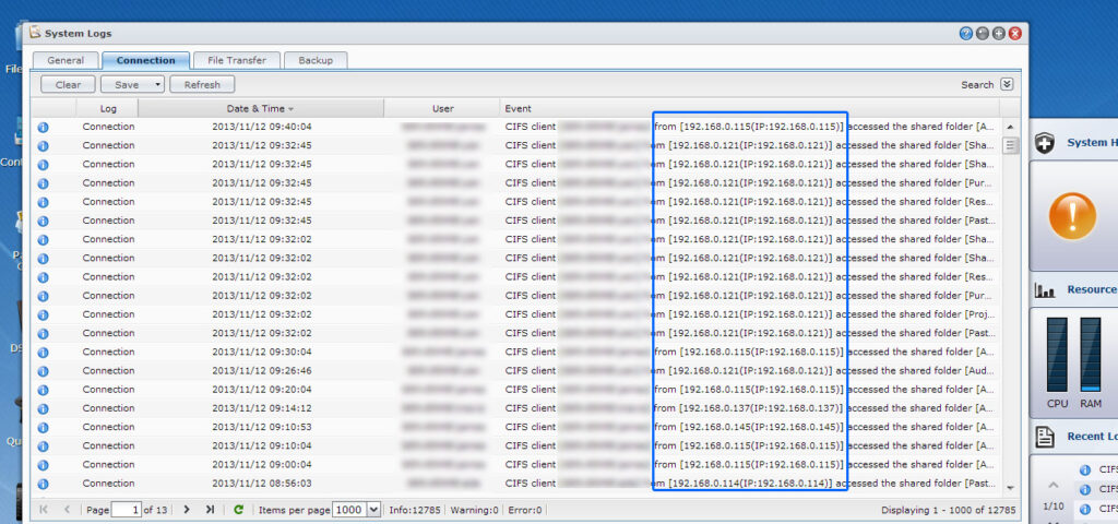 Router Log Of Access To Synology Ds213 Super User