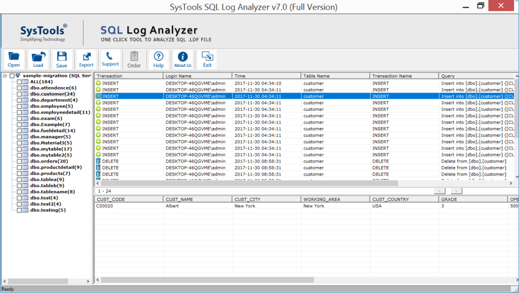 SQL Log Analyzer View Read SQL Server Transaction Log File