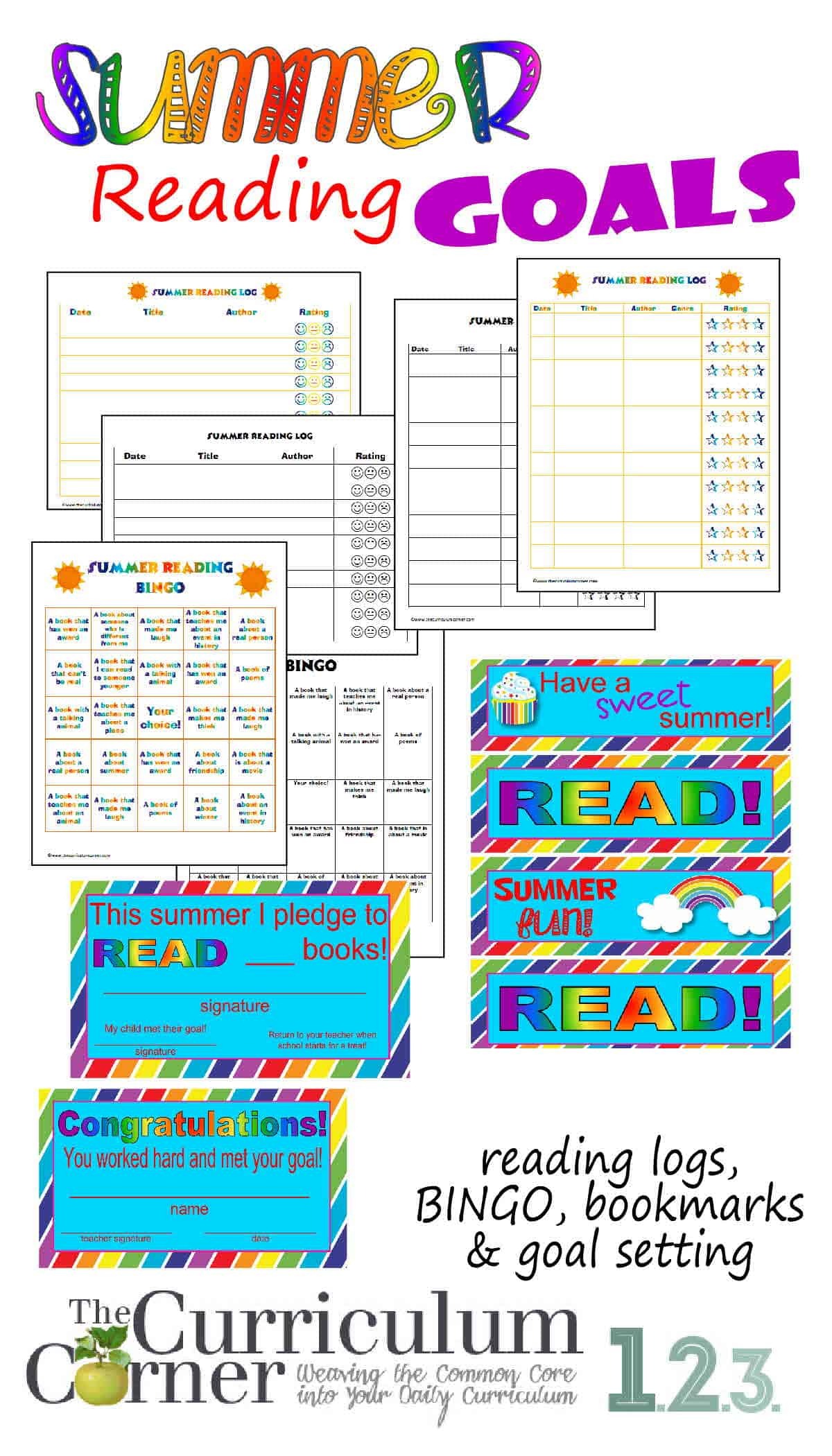 Summer Reading Goals The Curriculum Corner 123