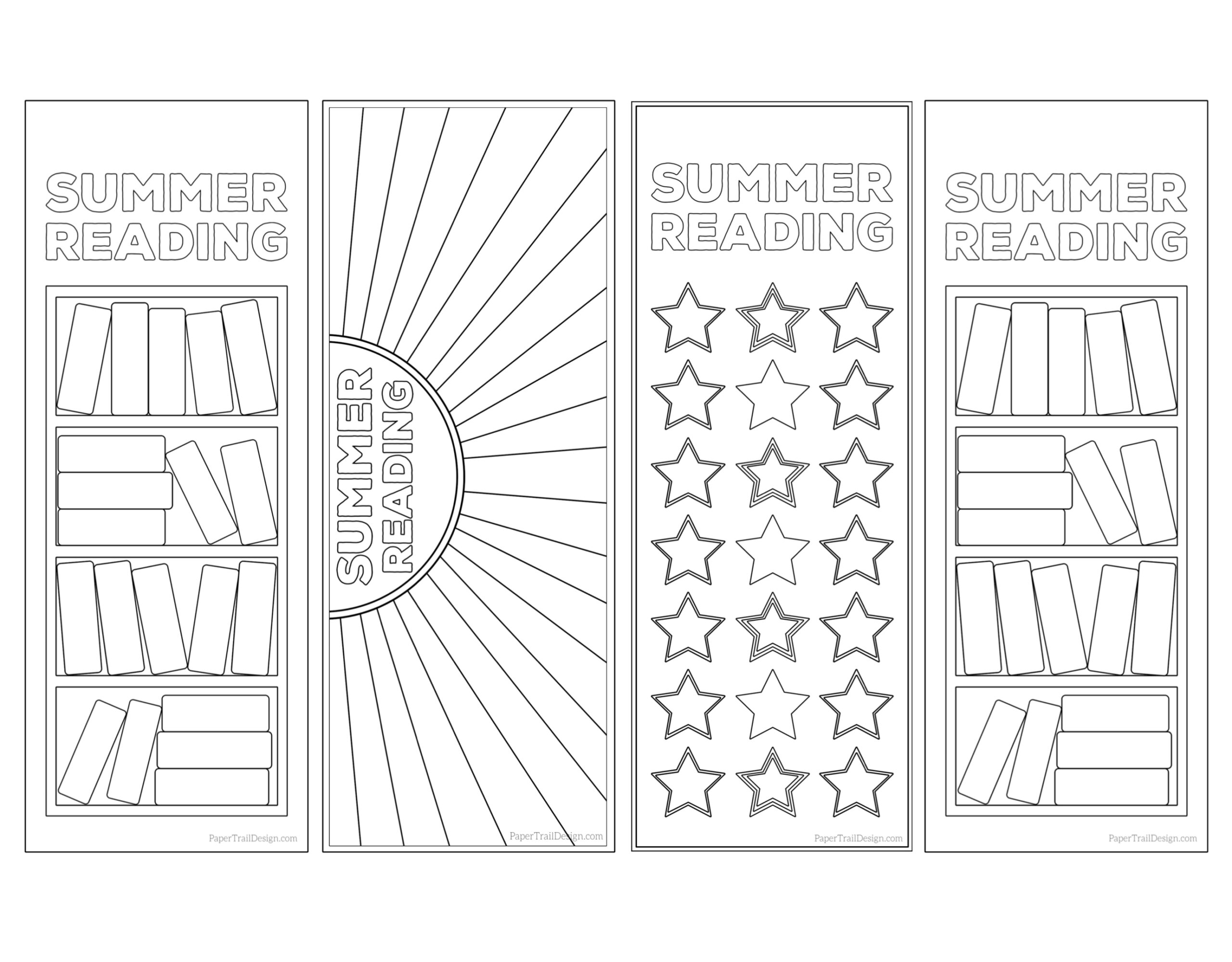 Summer Reading Log Bookmark Printable Tracker Paper Trail Design