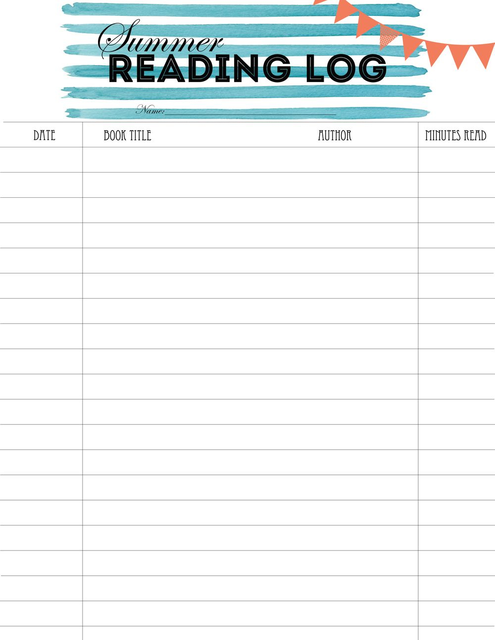 Summer Reading Log Kids Summer Reading Summer Reading Log Summer 