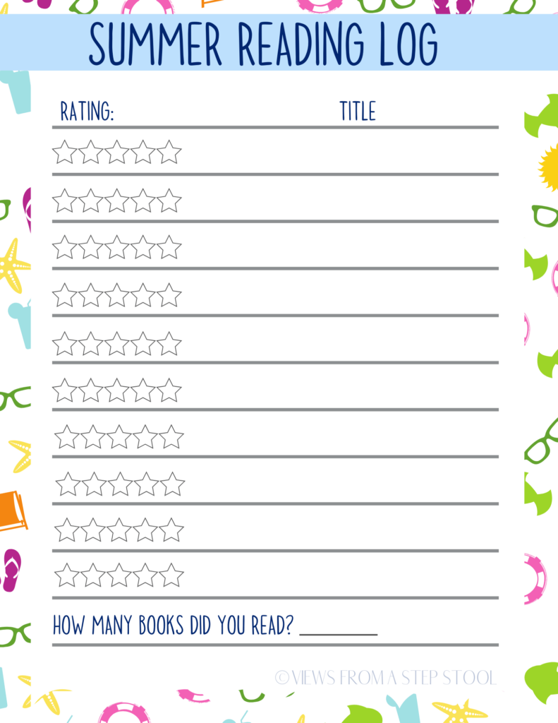 Summer Reading Log Printable Views From A Step Stool